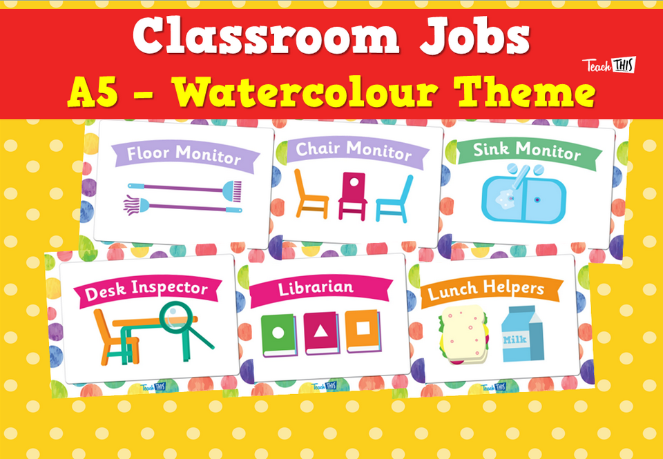 Classroom Jobs A5 - Watercolour Theme