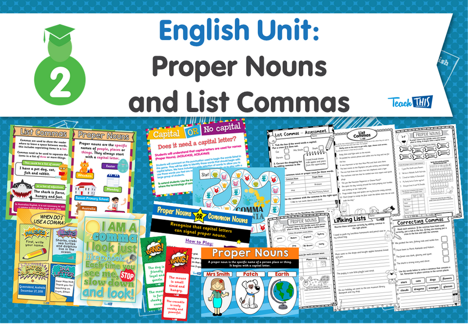 English Unit: Proper Nouns and List Commas