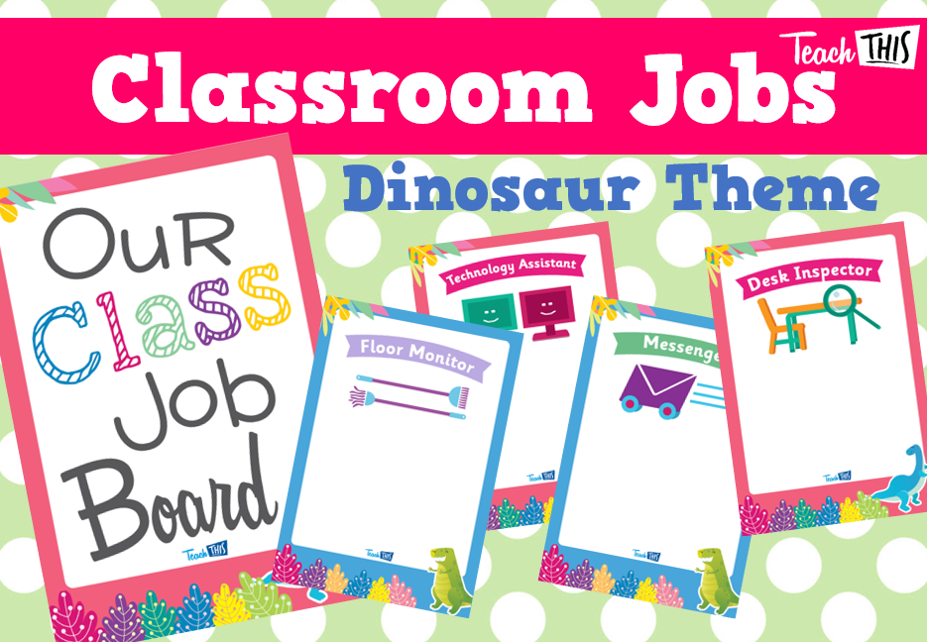 Classroom Jobs A4 - Dinosaurs Theme