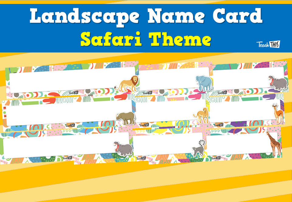 Landscape Name Card - Safari Theme