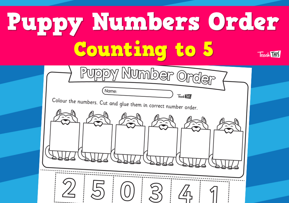 Puppy Numbers Order - Counting to 5
