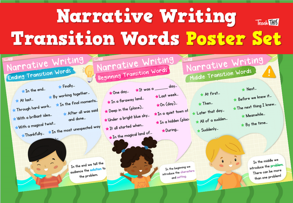 Narrative Writing Transition Words Poster Set