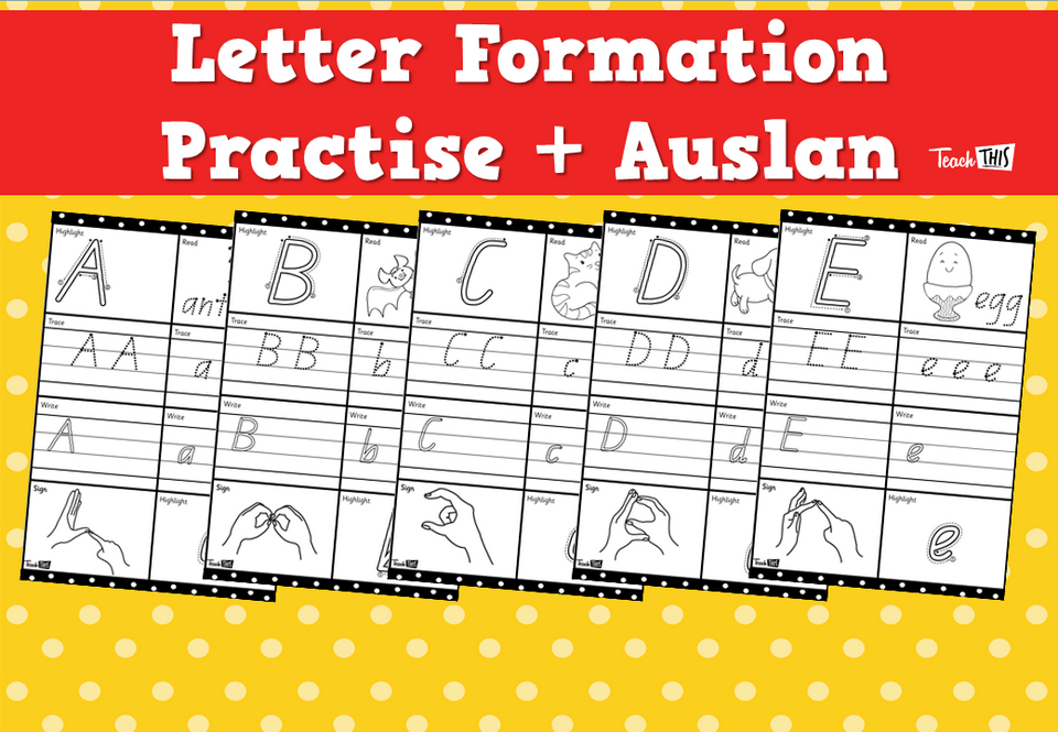 Letter Formation Practise + Auslan