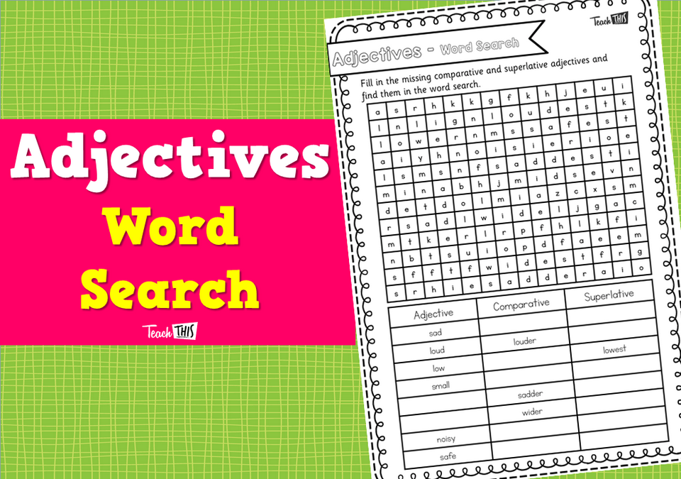 Adjectives - Word Search