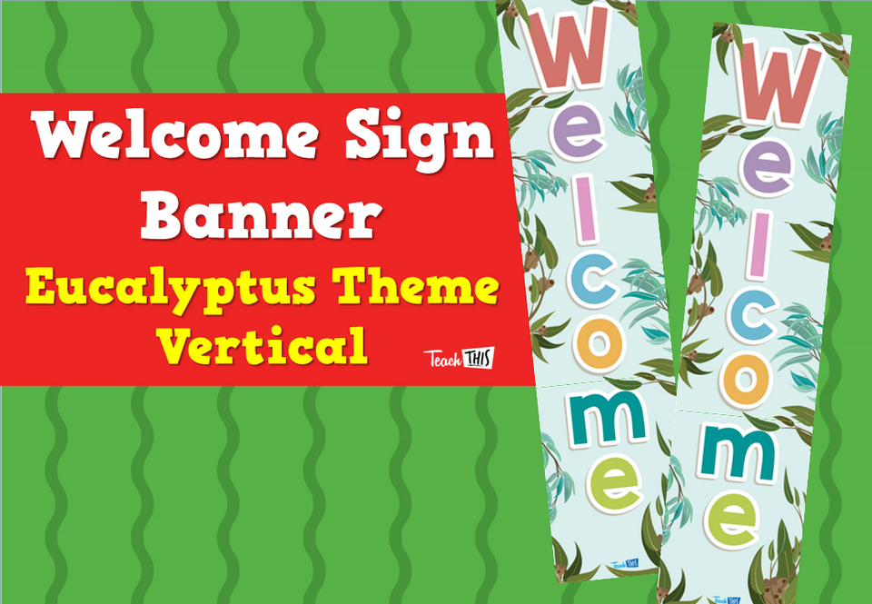 Welcome Sign Banner - Eucalyptus Theme Vertical
