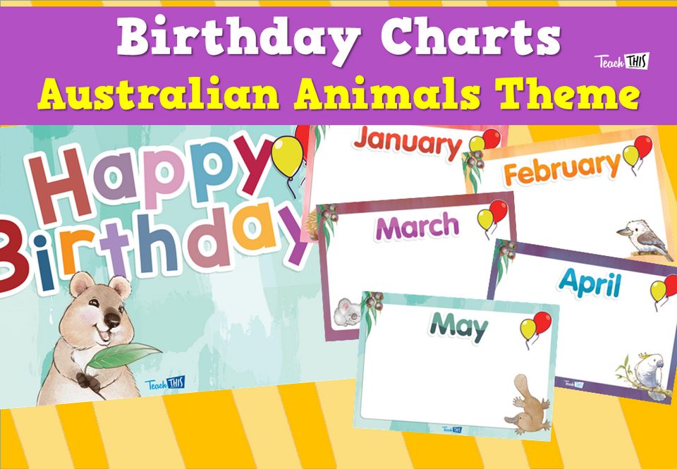 Birthday Chart - Australian Animals Theme