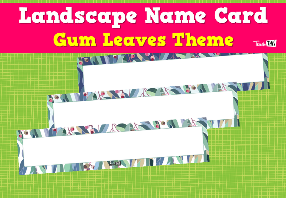 Landscape Name Card - Gum Leaves Theme
