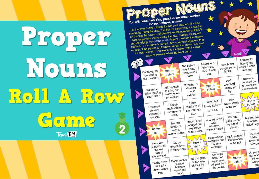 Proper Nouns - Roll A Row Game