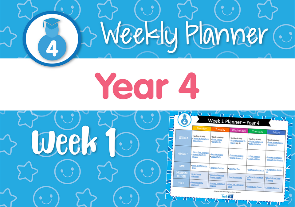 Weekly Planner - Year 4 Week 1