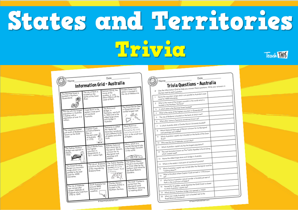States and Territories Trivia (3 pg)