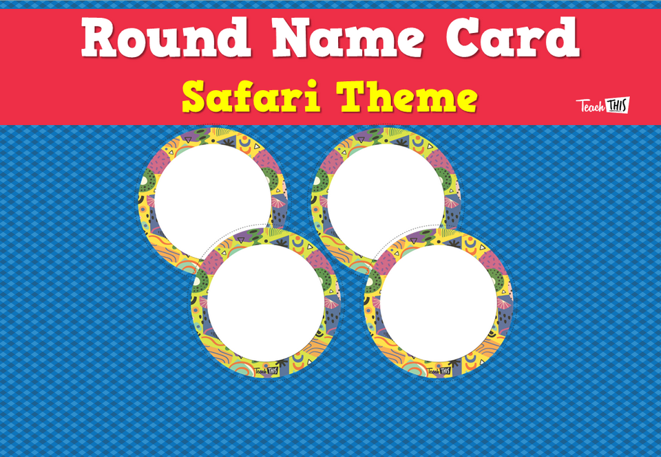 Round Name Card - Safari Theme