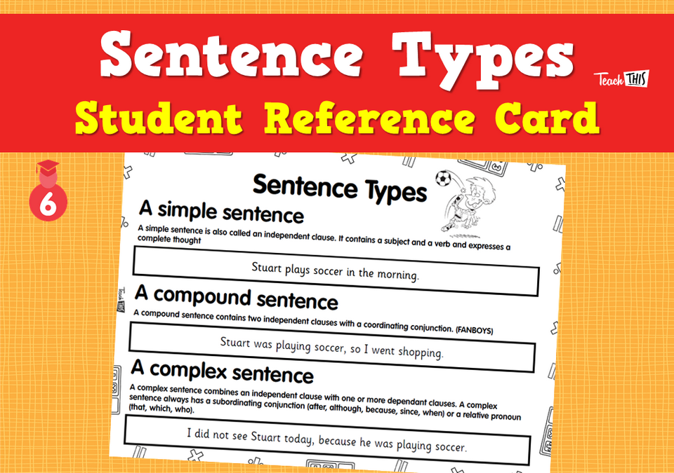 Sentence Types - Student Reference Card