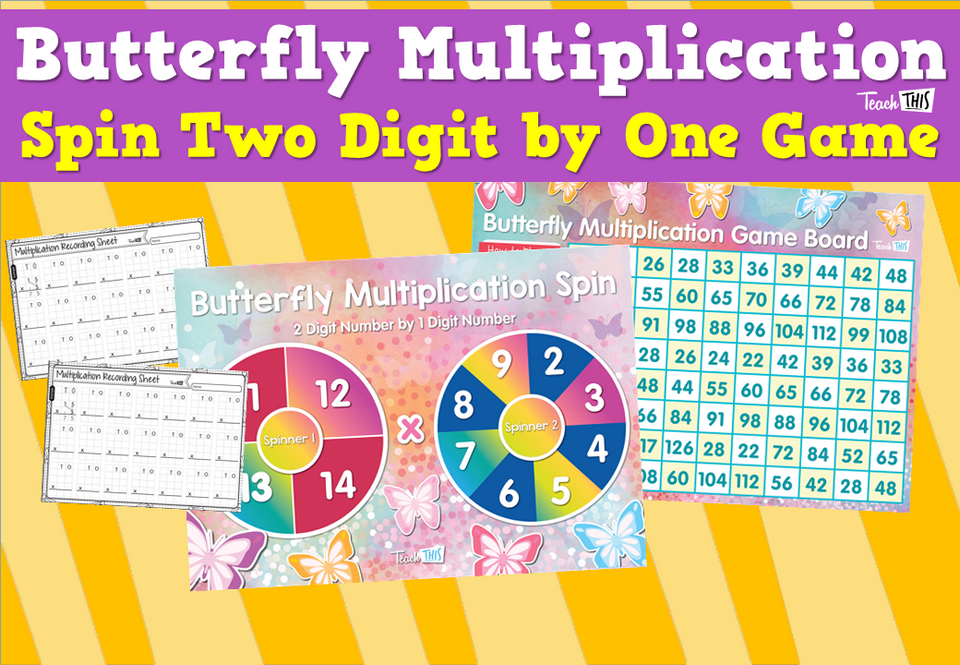 Butterfly Multiplication Spin Two Digit by One Game
