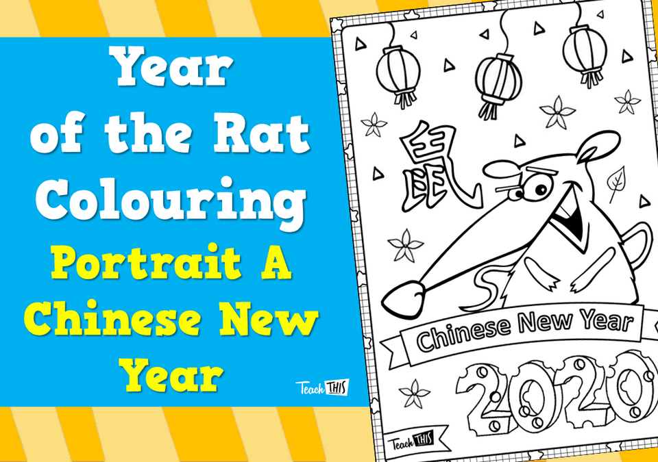 Year of the Rat Colouring Portrait A - Chinese New Year