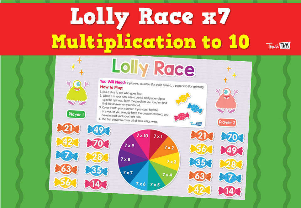 Lolly Race x7 - Multiplication to 10