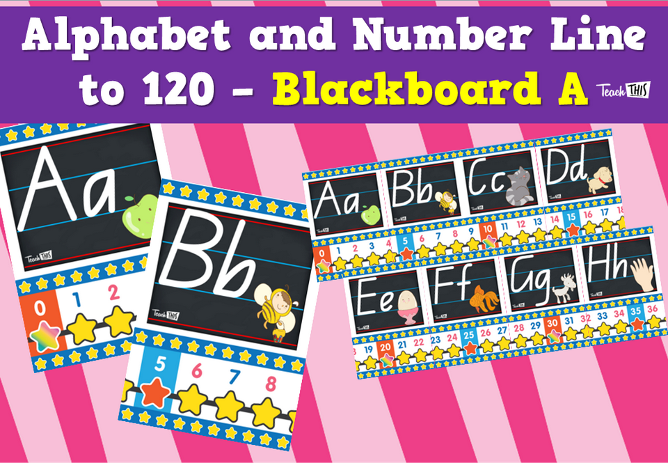 Alphabet and Number Line to 120 - Blackboard A