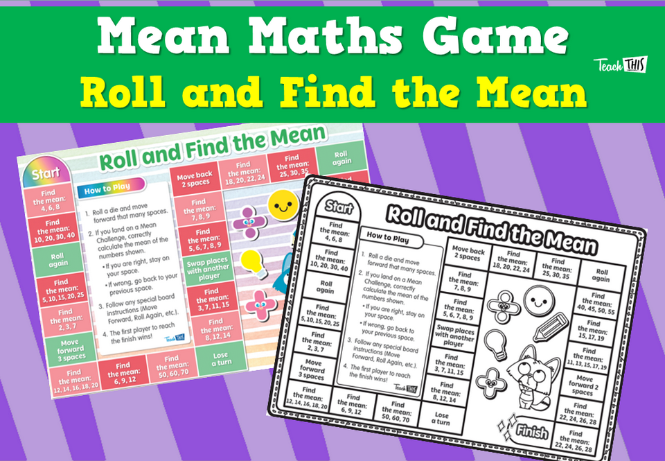 Mean Maths Game - Roll and Find the Mean