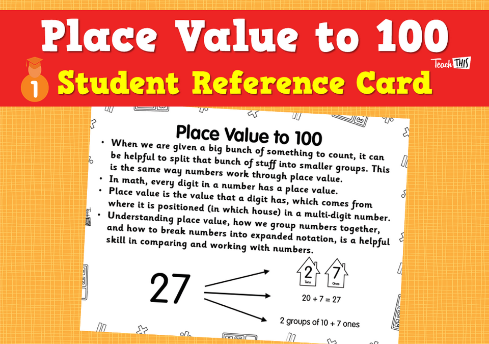 Place Value to 100 - Student Reference Card