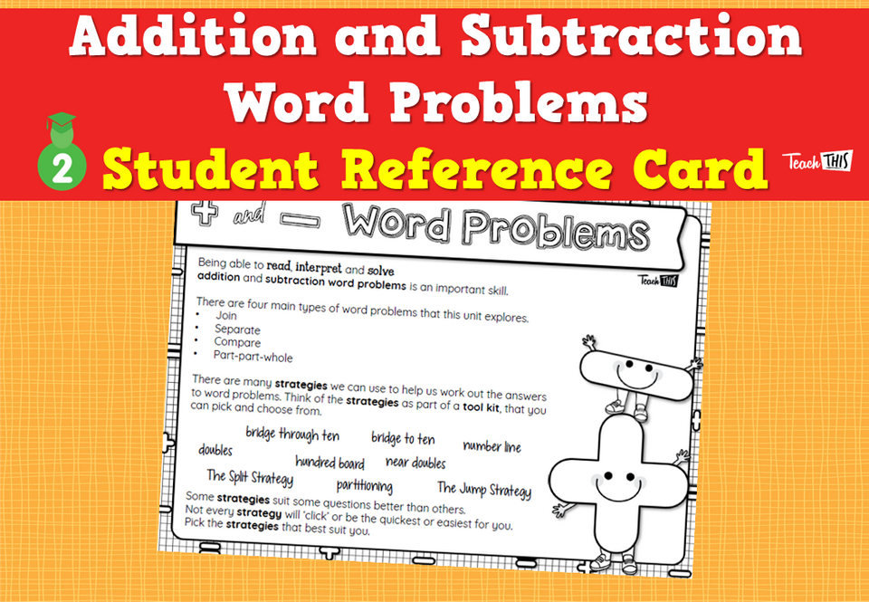 Addition and Subtraction Word Problems - Student Reference Card