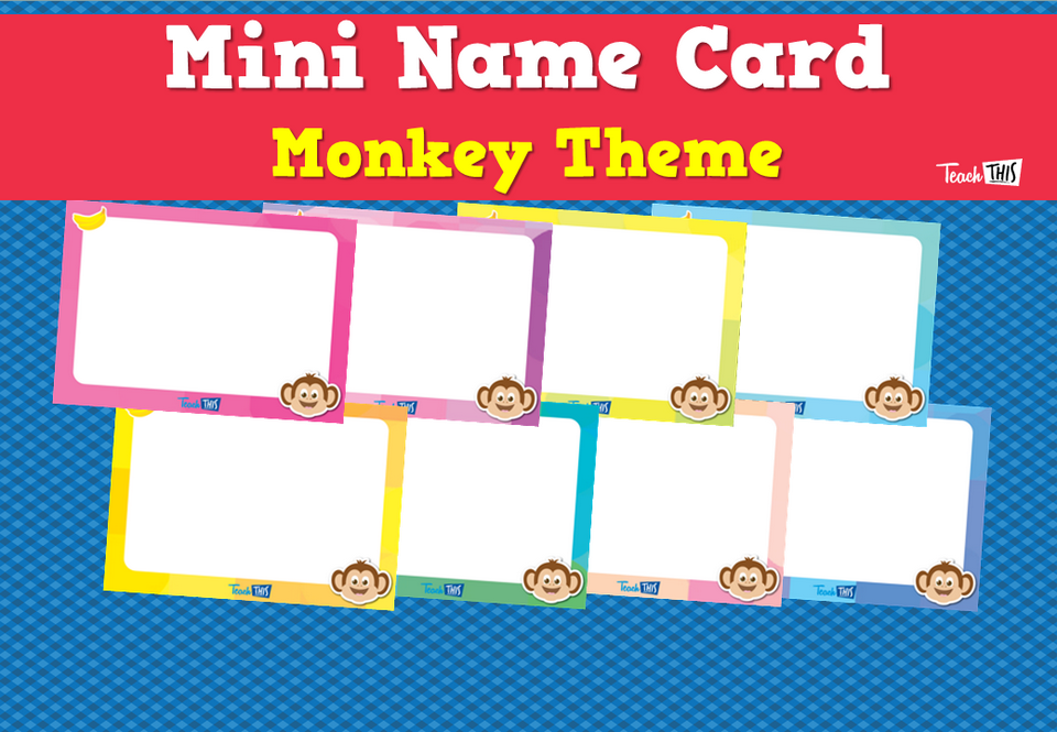 Mini Name Card - Monkey Theme