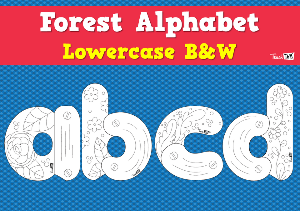 Forest Alphabet - Lowercase B&W