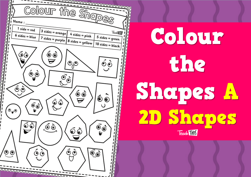 Colour the Shapes A - 2D Shapes