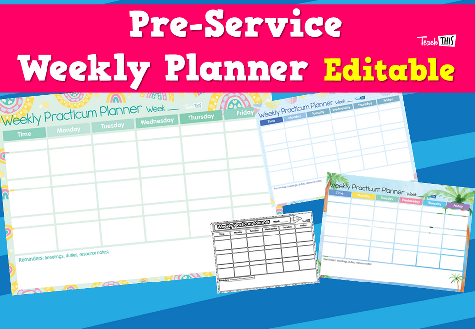 Pre-Service Weekly Planner Editable