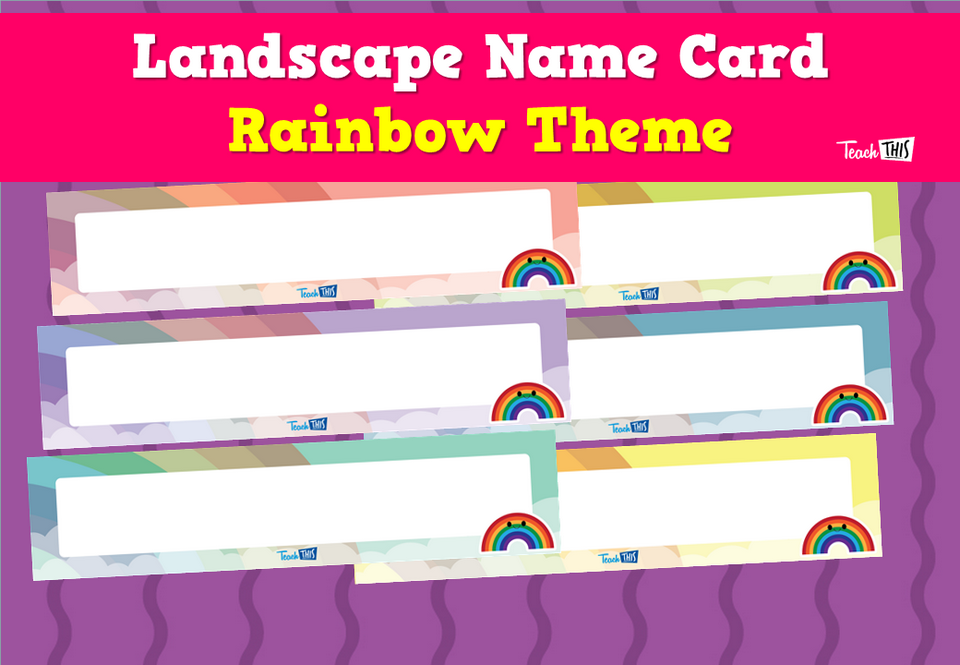 Landscape Name Card - Rainbow Theme