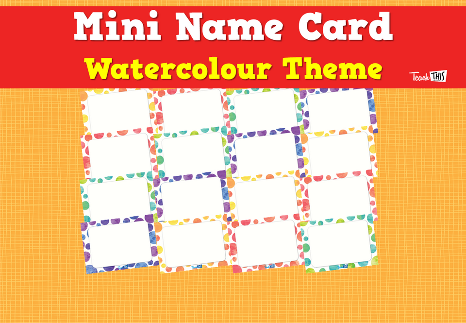 Mini Name Card - Watercolour Theme
