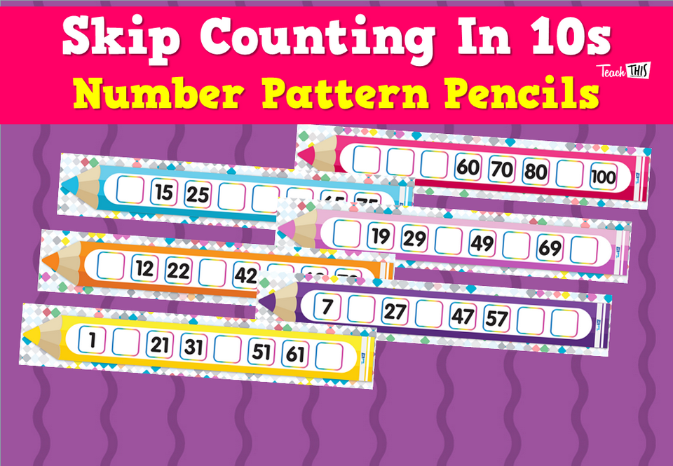 Skip Counting In 10s –Number Pattern Pencils