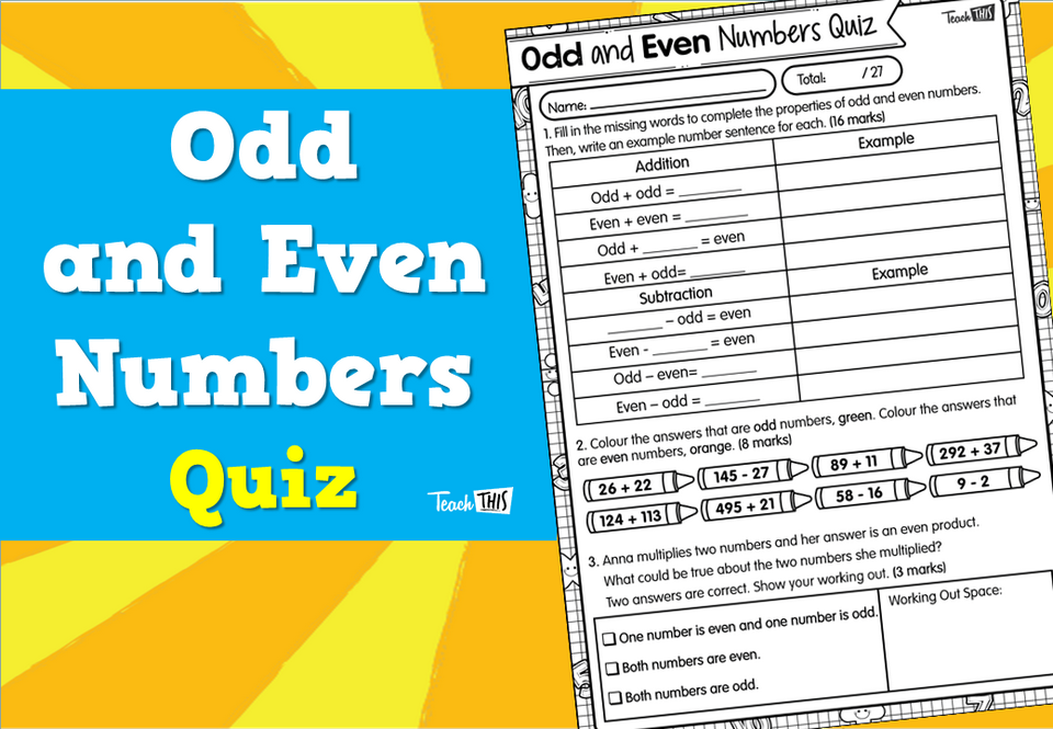 Odd and Even Numbers Quiz