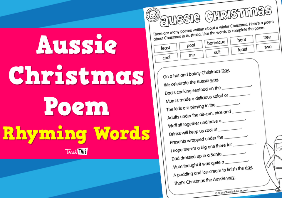 Aussie Christmas Poem - Rhyming Words