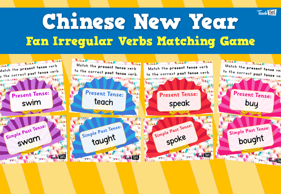 Chinese New Year - Fan Irregular Verbs Match