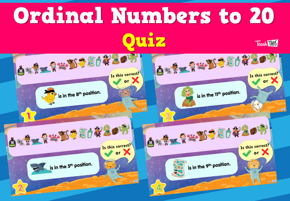 Ordinal Numbers to 20 Quiz