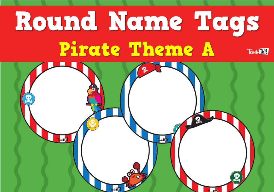 Round Name Tags - Pirate Theme A