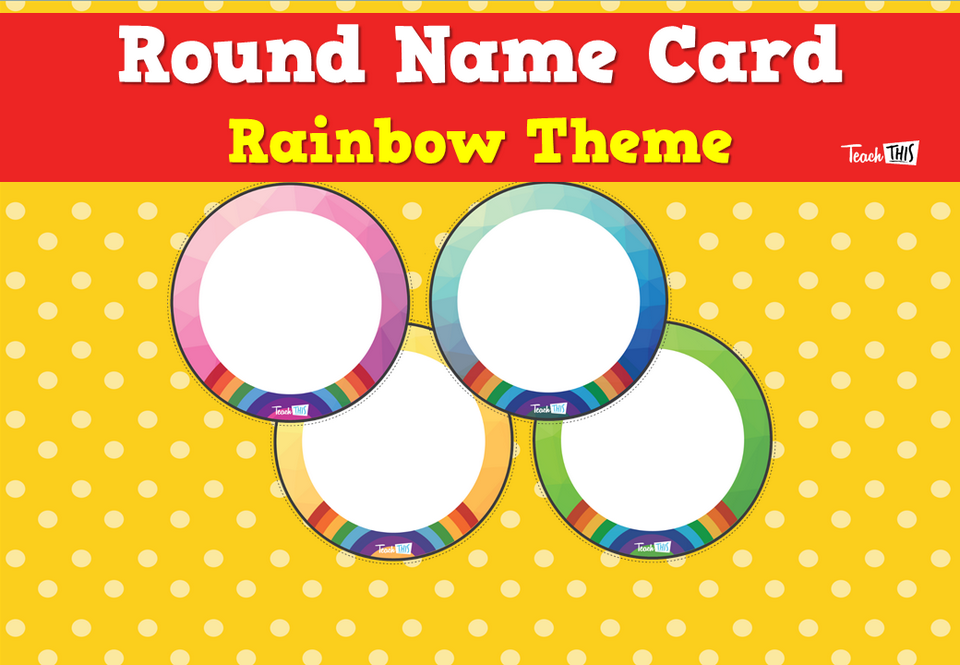 Round Name Card - Rainbow Theme
