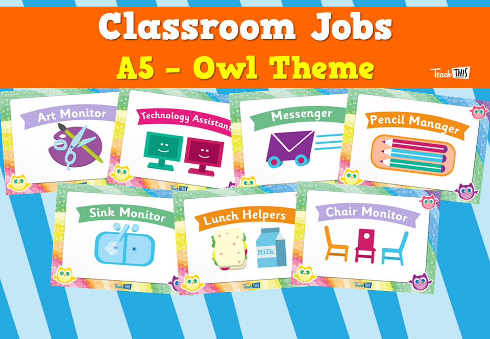 Classroom Jobs A5 - Owl Theme