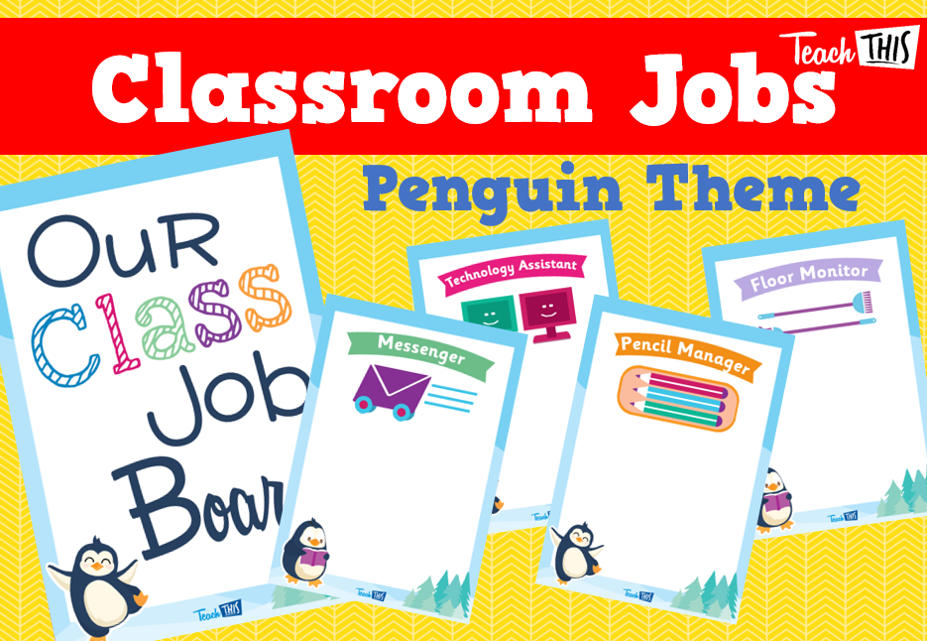 Classroom Jobs A4 - Penguins Theme