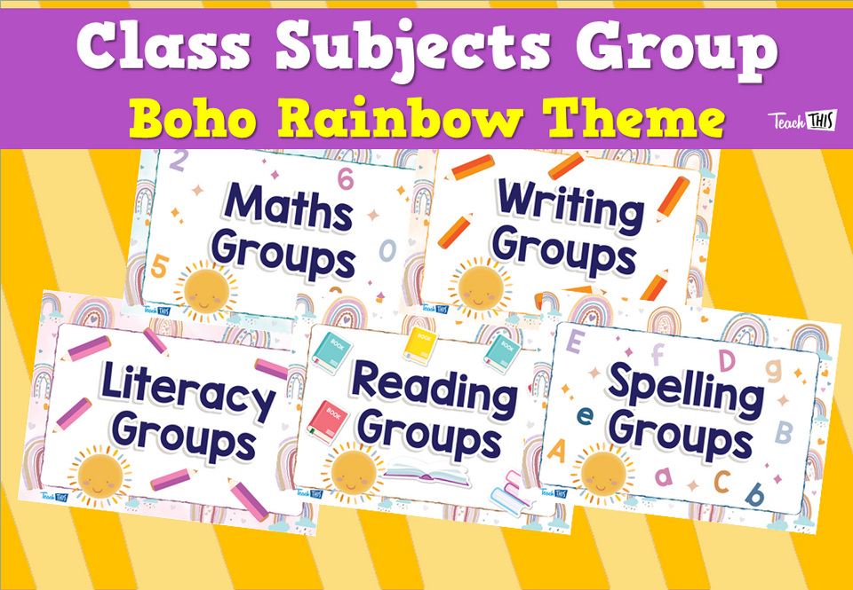 Class Subjects Group - Boho Rainbow Theme