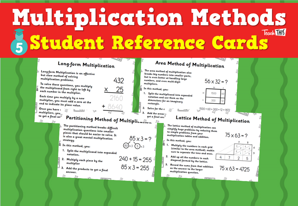 Multiplication Methods - Student Reference Cards