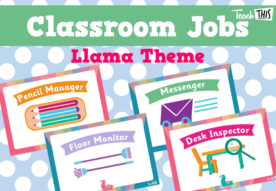Classroom Jobs A5 - Llama Theme