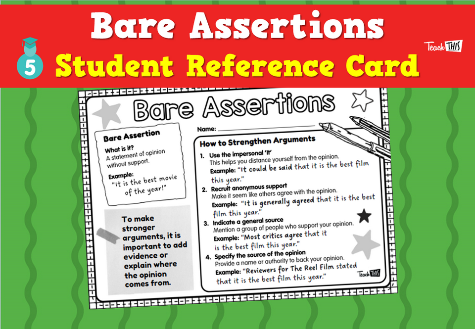 Bare Assertions - Student Reference Card
