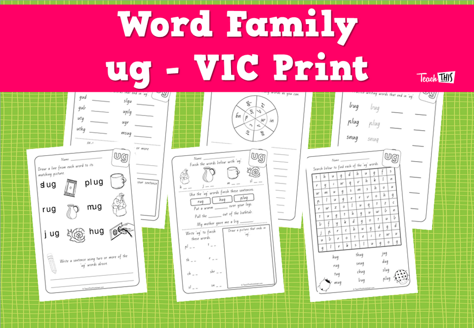 Word Family - ug - VIC Print