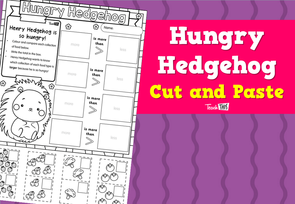 Hungry Hedgehog Cut and Paste