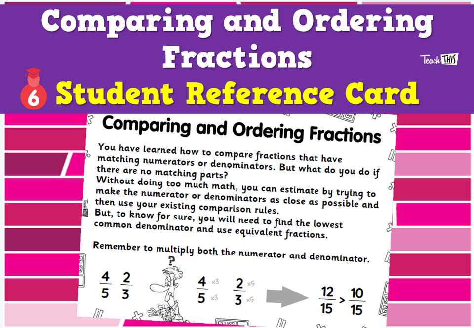 Comparing and Ordering Fractions - Student Reference Card