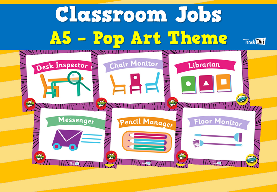Classroom Jobs A5 - Pop Art Theme