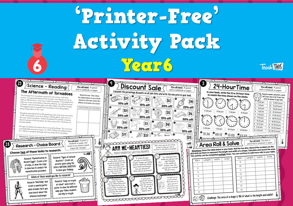 'Printer-Free' Activity Pack - Year 6