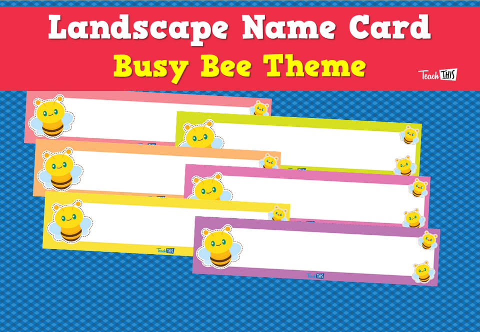 Landscape Name Card - Busy Bee Theme