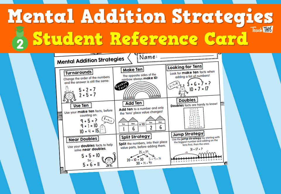 Mental Addition Strategies - Student Reference Card