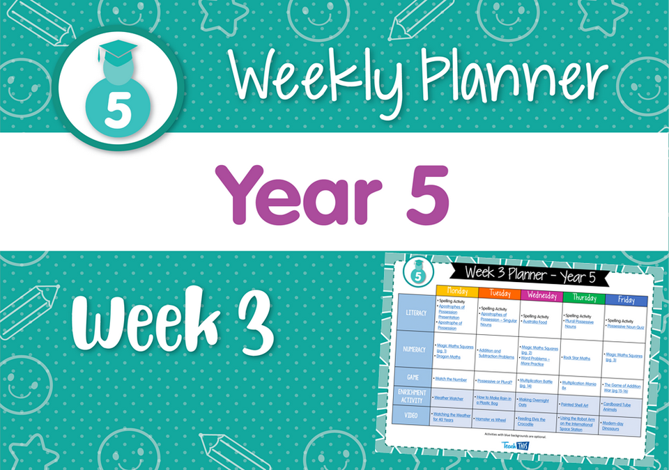 Weekly Planner - Year 5 Week 3